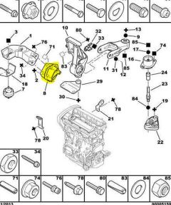 Suporte do motor Original Citroen Peugeot Xsara 307 1.6 1839E7 9638557080 Suporte do motor Original Citroen Peugeot Xsara 307 1.6 1839E7 9638557080