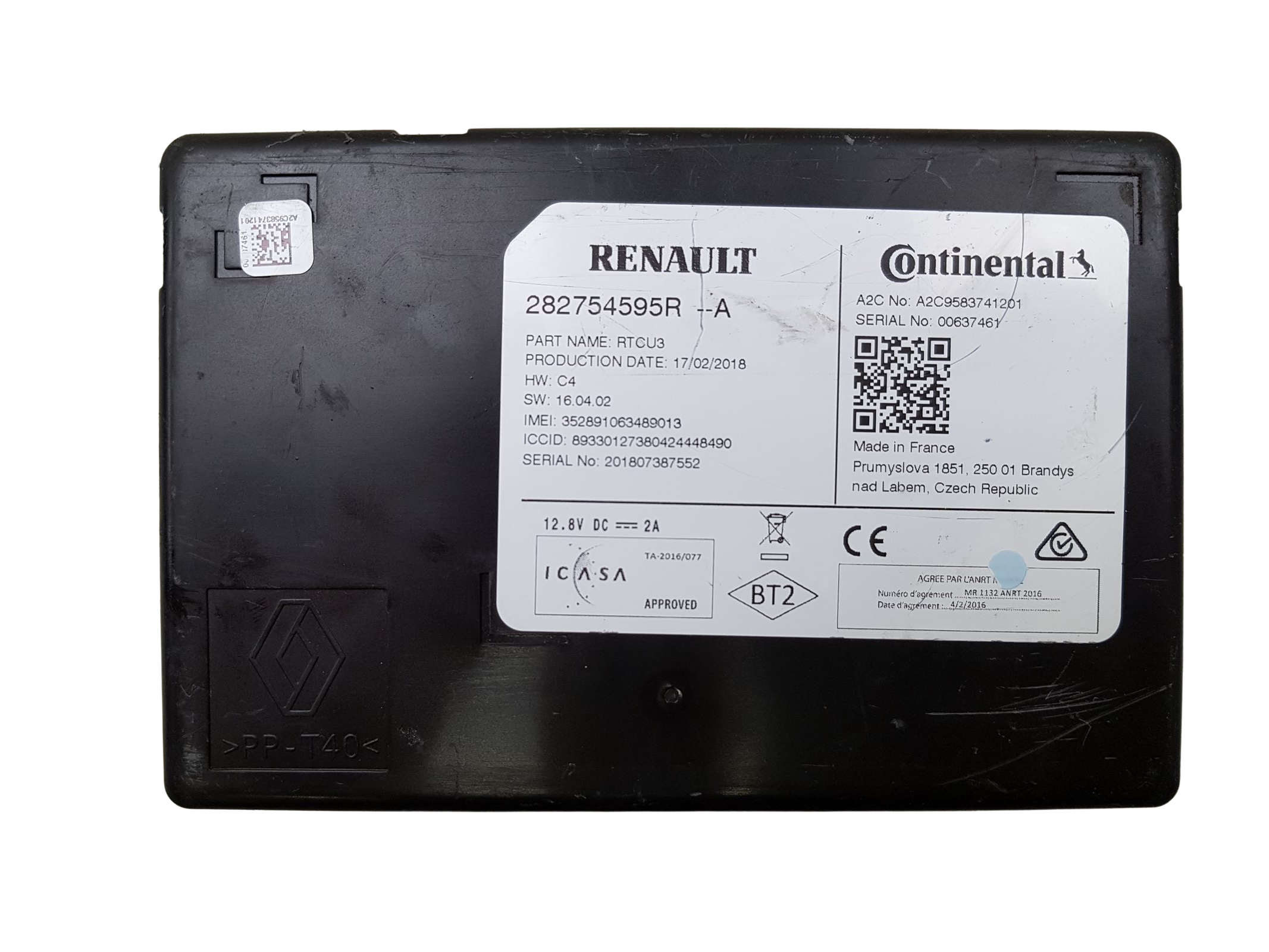 Módulo da unidade de controle Renault 282754595R RTCU3 A2C9583741201 1165 main product photo