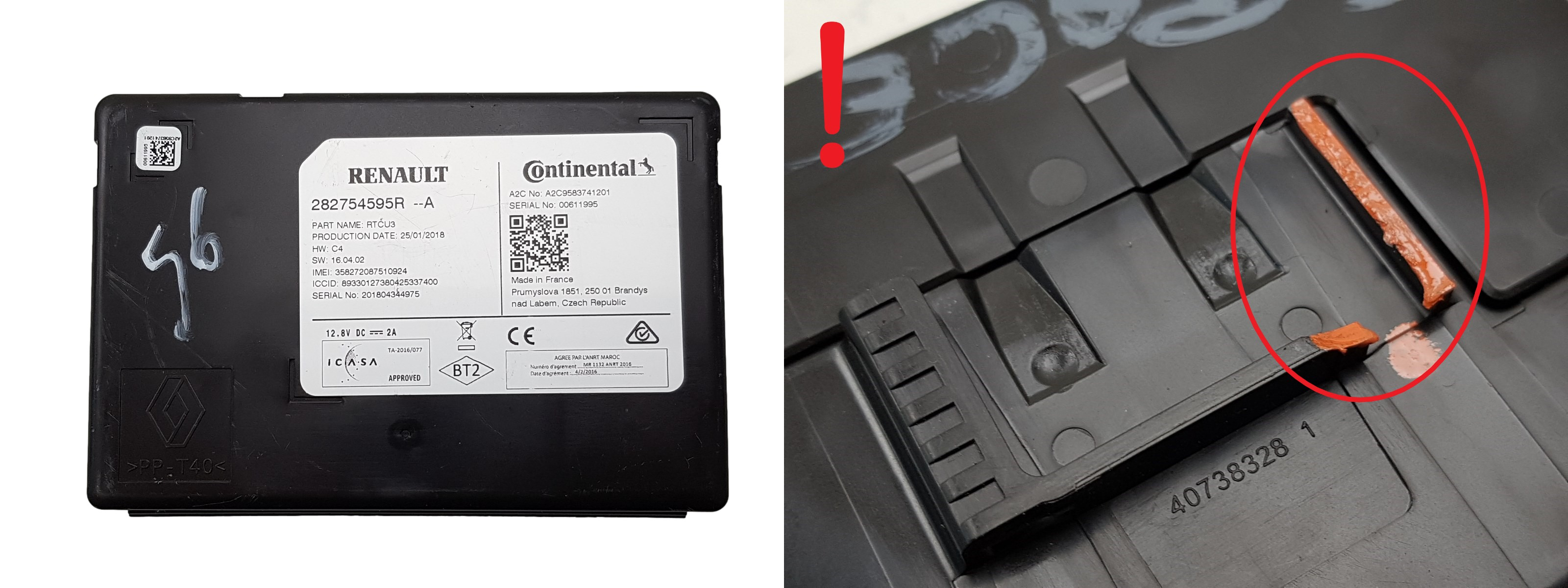 Módulo da unidade de controle Renault 282754595R RTCU3 A2C9583741201 1003 main product photo